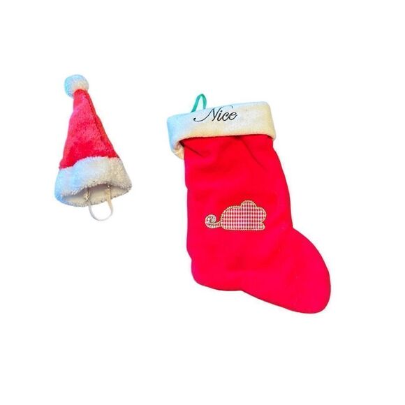 Cat Christmas stocking & Santa hat - Picture 1 of 3